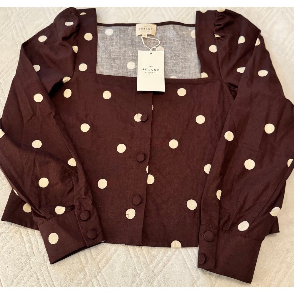 La Maille Sezane Lorenza Blouse in Polka Dots Print Size 40 / US 10 / L NWT✨ - Picture 12 of 14
